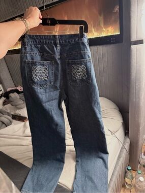 Loewe Dark Blue Denim Jeans with Branded Rivet